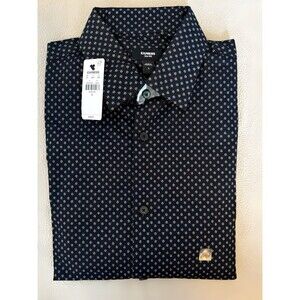 Express Men's Geometric Long Sleeve Button-Up Shirt Black Size S